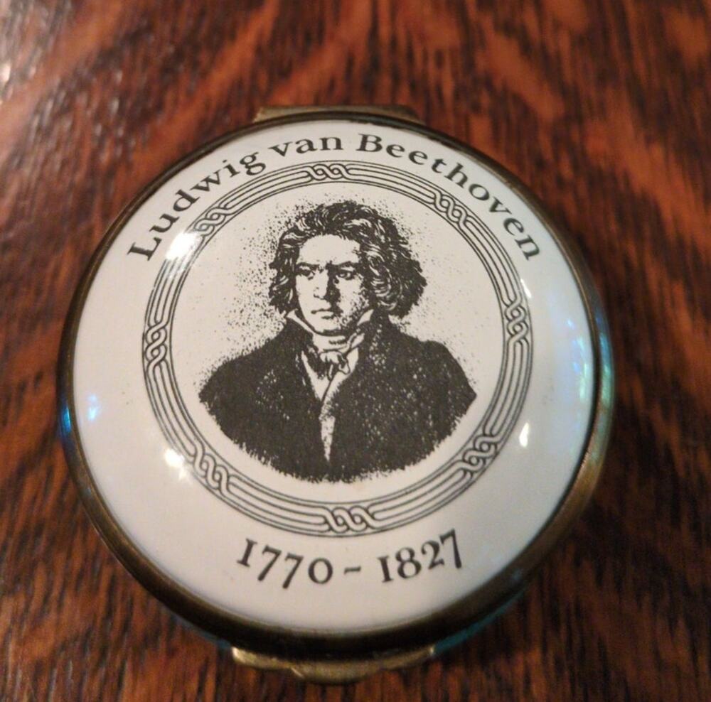 Halcyon Days Enamel Box Ludwig Von Beethoven Ltd Ed # 573 Great Composer Trinket